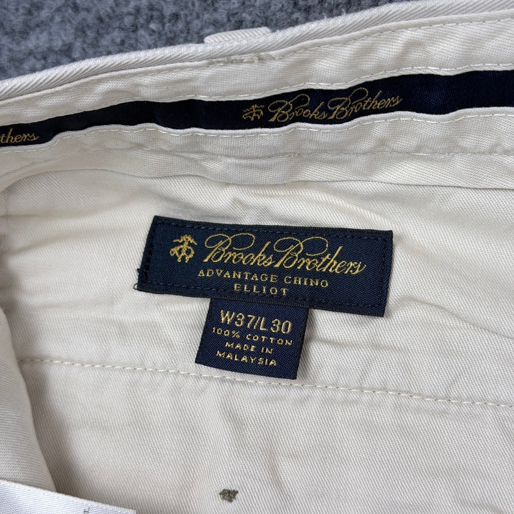 Brooks Brothers Pleated Pants Mens 37x30 Fits 38x28 Beige Advantage Chino Elliot - Picture 3 of 11